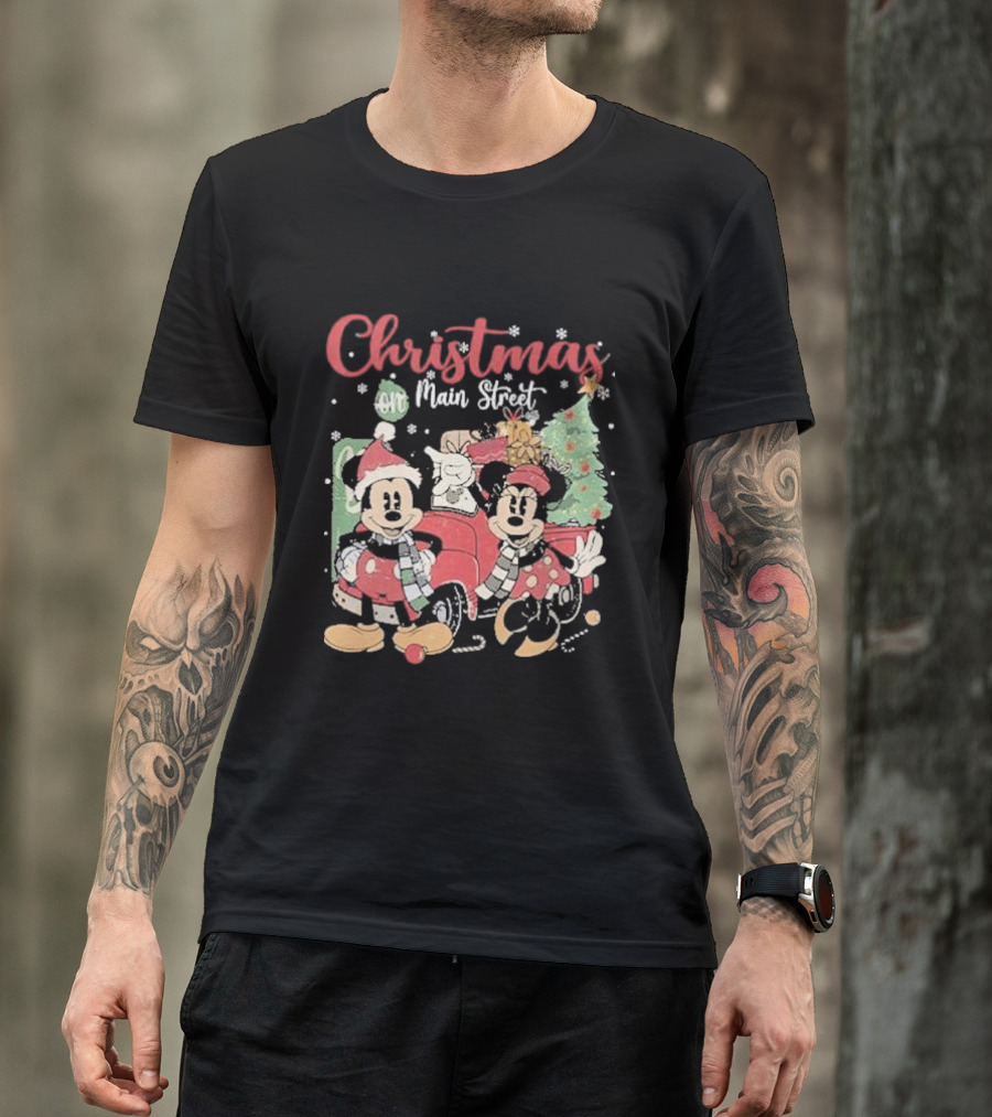 Christmas On Main Street With Mickey And Minnie Disney Holiday T-Shirt