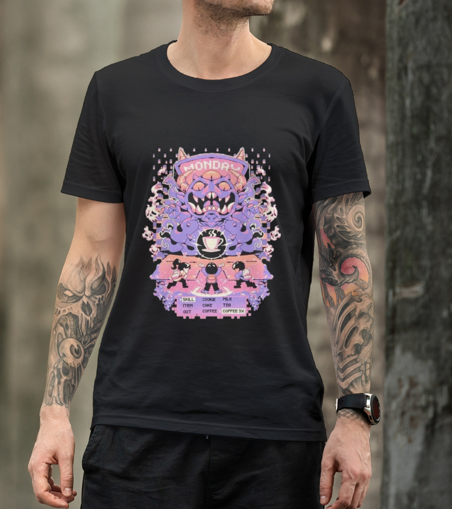 Monday Coffee Battle Monster Skill Cookie Milk Tea Coffee 3X T-Shirt