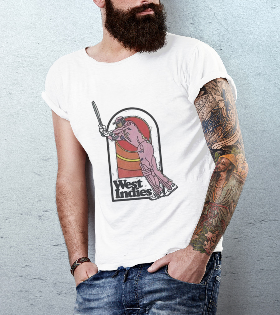 West Indies Cricket Pink 70s Uniform T-Shirt