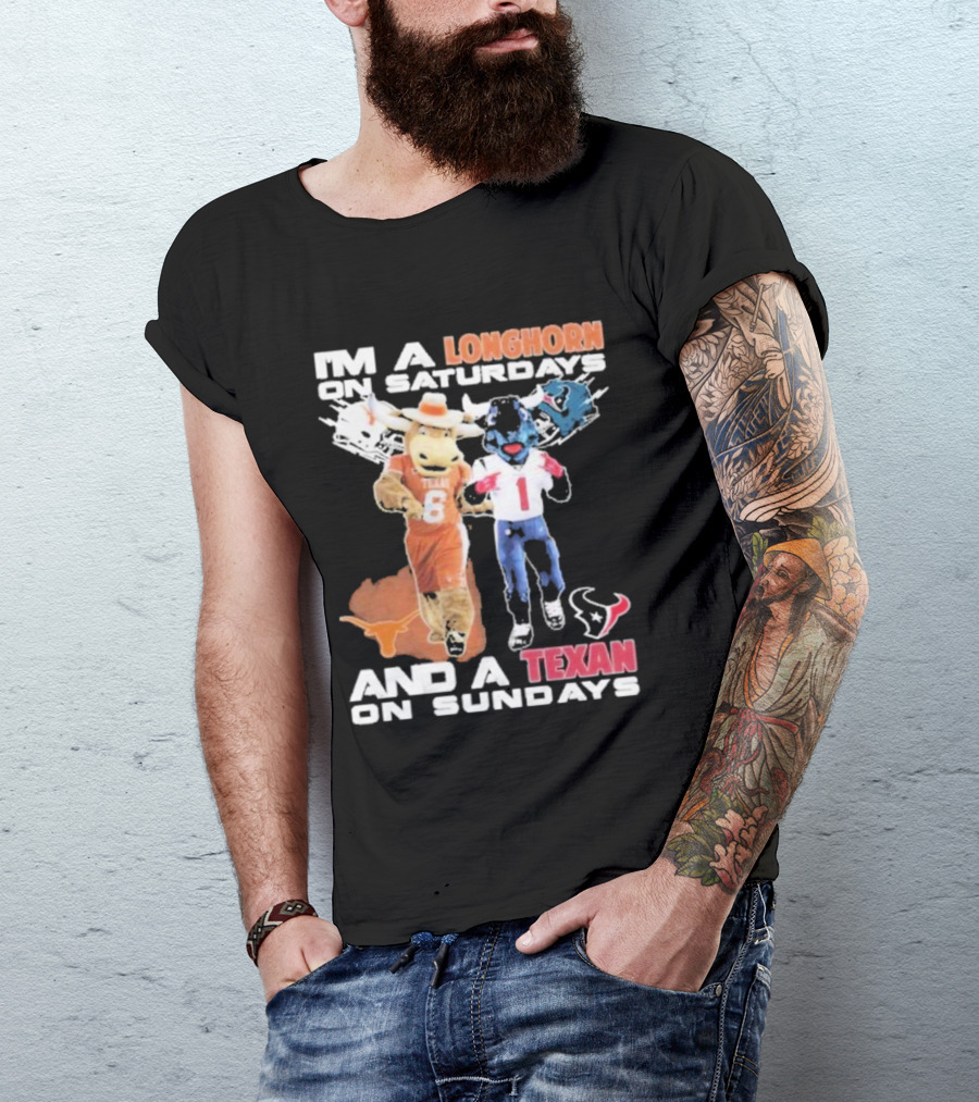 Longhorn On Saturdays Texan On Sundays Football Fan T-Shirt