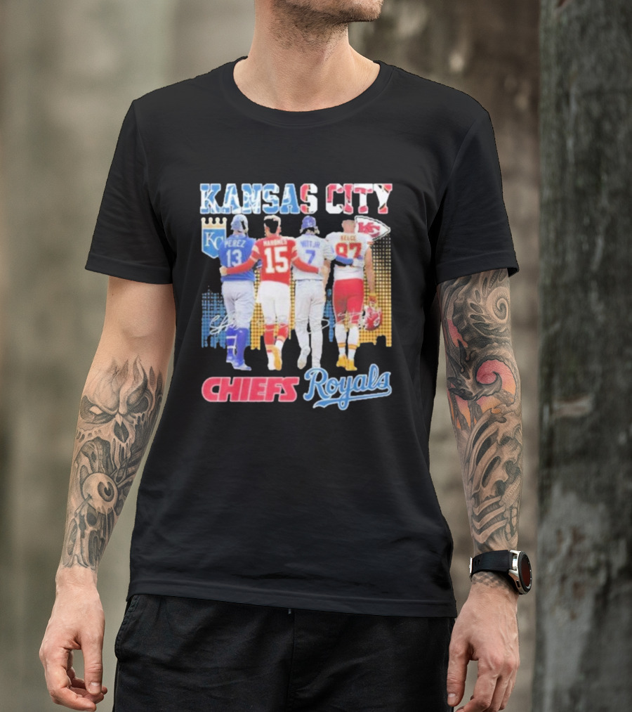 Kansas City Chiefs Royals Perez Mahomes Witt Jr Kelce T-Shirt