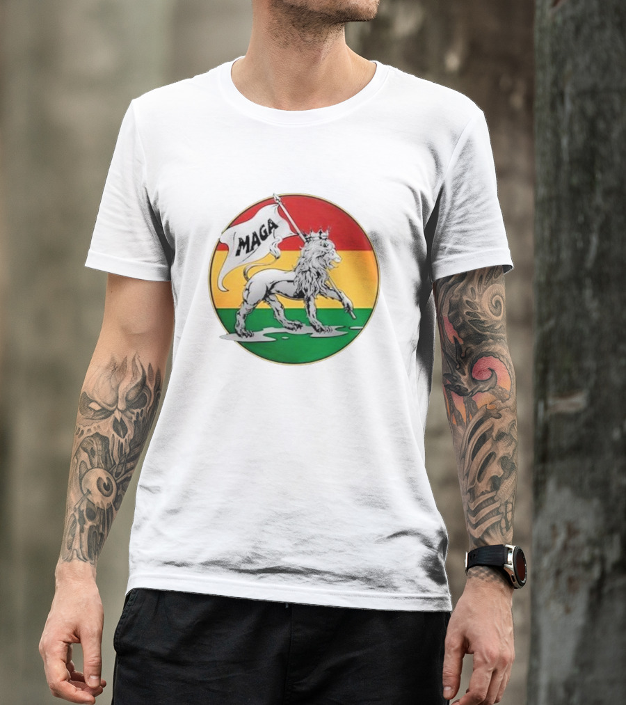 Kali Fontanilla MAGA Lion Red Gold Green Flag T-Shirt