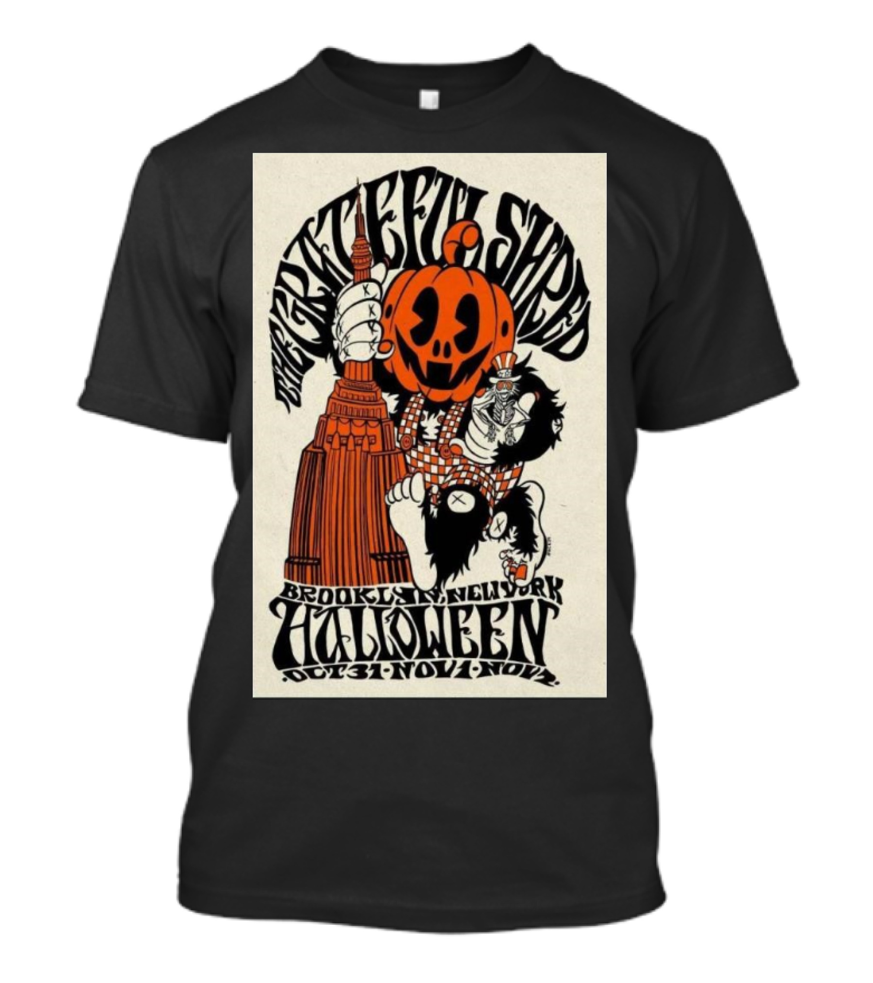 Grateful Shred Brooklyn Bowl New York Halloween Oct 31-Nov 1 2024 Pumpkin King Kong Empire State Building T-Shirt