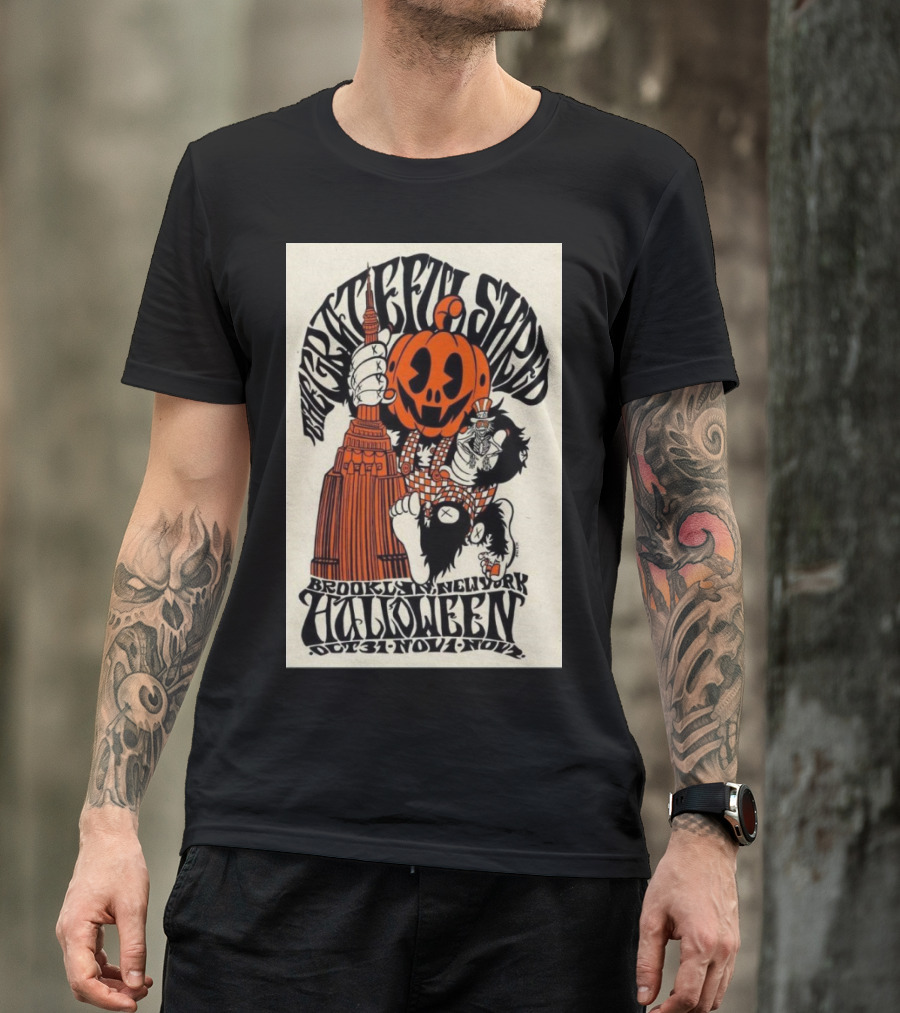 Grateful Shred Brooklyn Bowl New York Halloween Oct 31-Nov 1 2024 Pumpkin King Kong Empire State Building T-Shirt