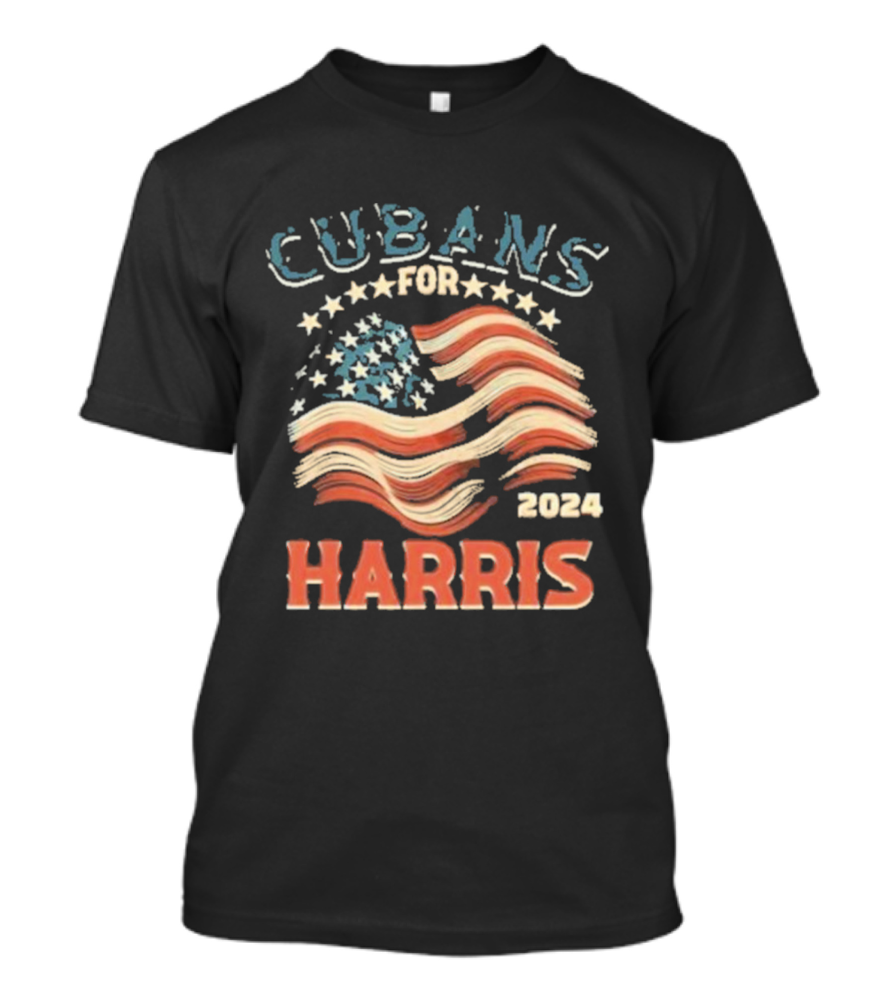 Cubans For Harris 2024 American Flag Stars Stripes T-Shirt