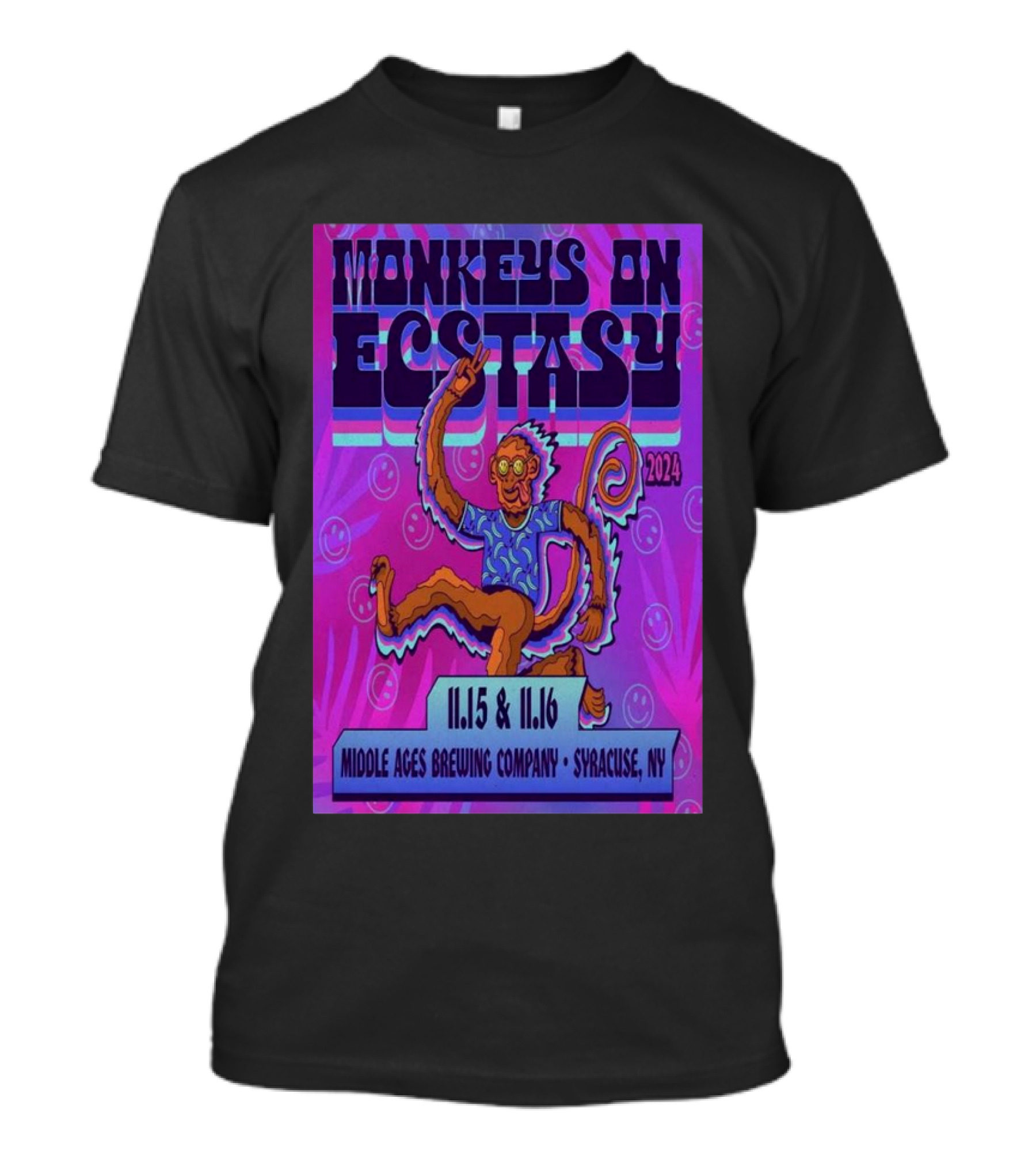 Monkeys On Ecstasy November 15-16 2024 Middle Ages Brewing Company Syracuse NY Vibrant T-Shirt