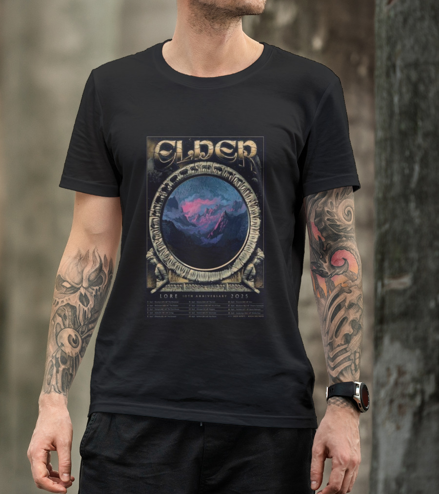 Elder 10th Anniversary Tour 2025 Lore Album Art Concert Dates T-Shirt
