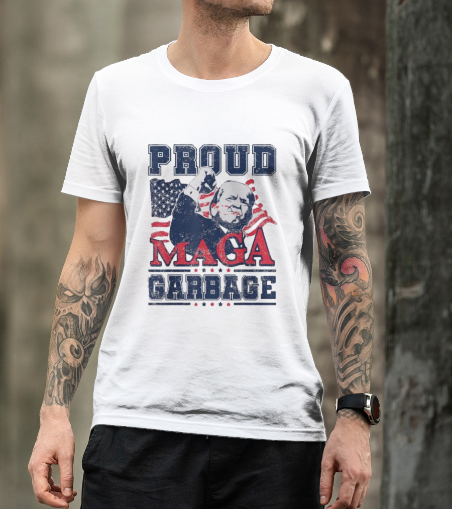 Proud MAGA Trump Supporter Garbage USA Flag T-Shirt
