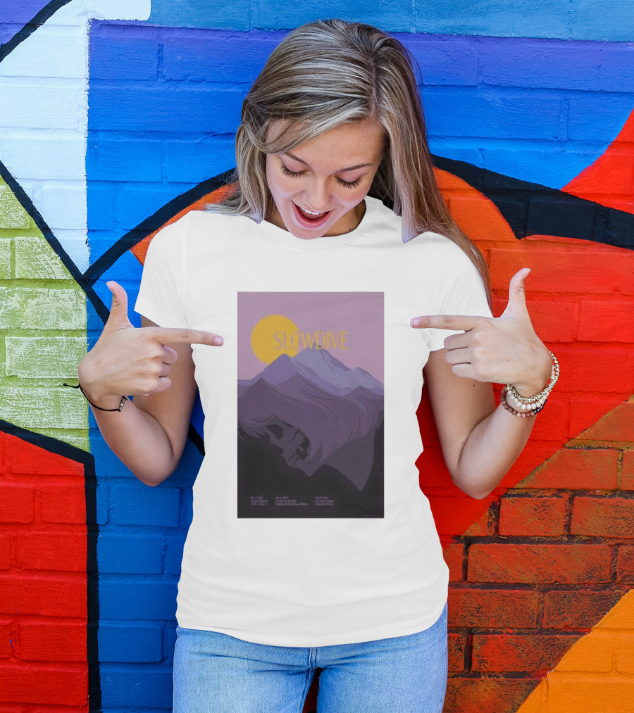 Slowdive Nov 02 2024 San Miguel Ajusco Mexico Tour Purple Mountain Skull T-Shirt