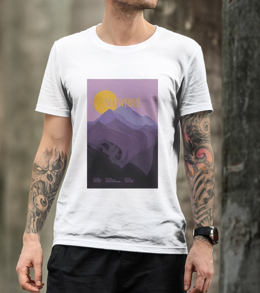 Slowdive Nov 02 2024 San Miguel Ajusco Mexico Tour Purple Mountain Skull T-Shirt