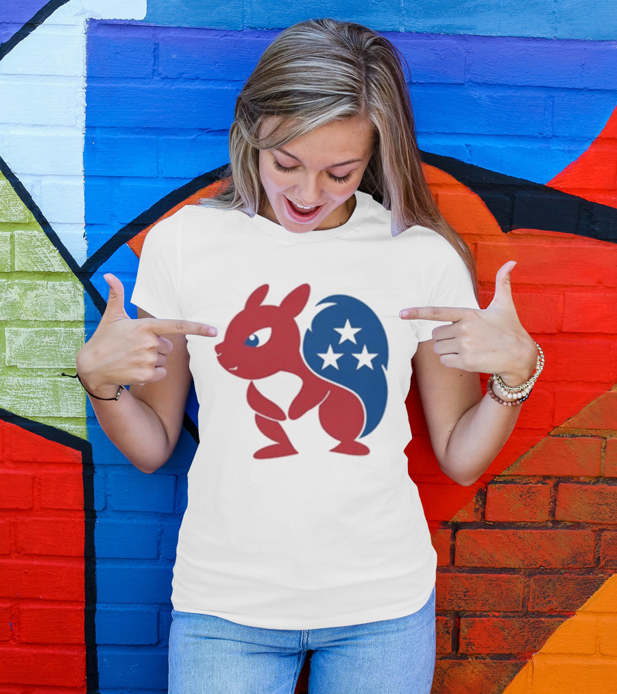 Squirrel Mascot With Stars And GOP Red White Blue T-Shirt