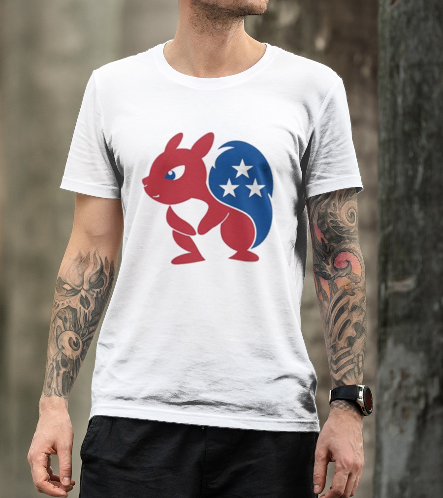 Squirrel Mascot With Stars And GOP Red White Blue T-Shirt