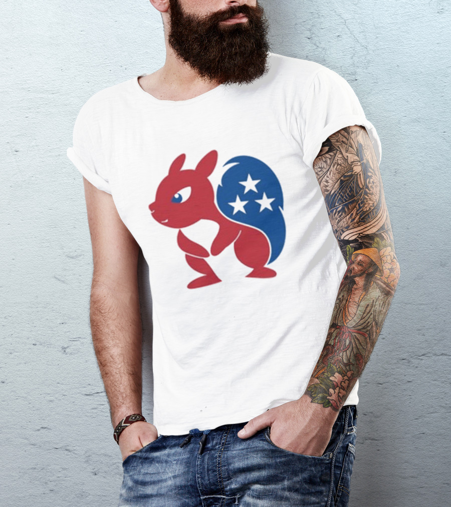 Squirrel Mascot With Stars And GOP Red White Blue T-Shirt