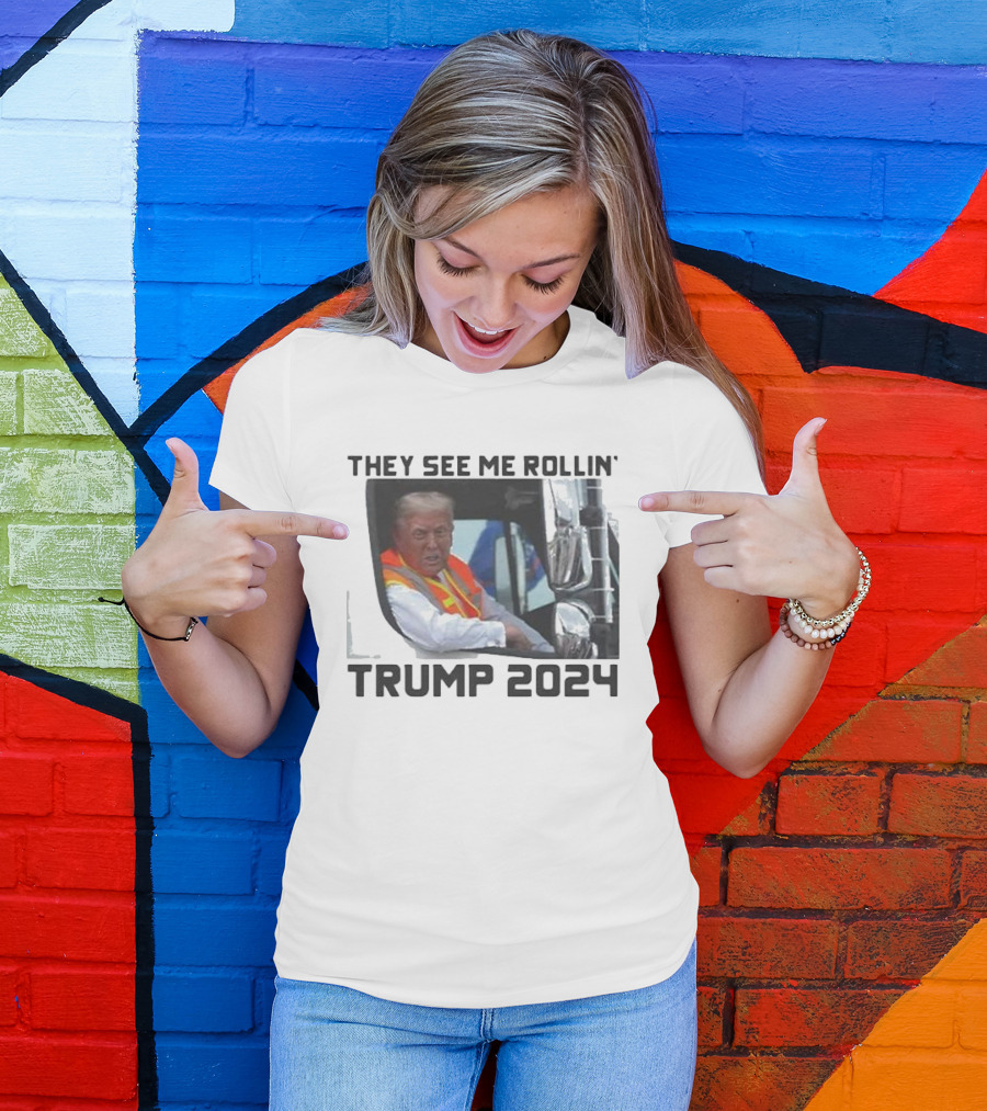 Trump 2024 They See Me Rollin' Garbage Truck T-Shirt
