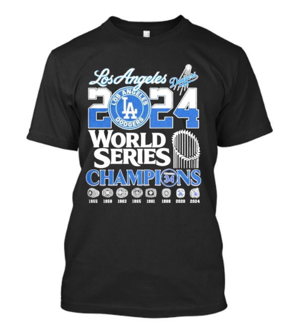 Los Angeles Dodgers 2024 World Series Champions 8X Ring Winning Seasons 34 Fernando Valenzuela T-Shirt