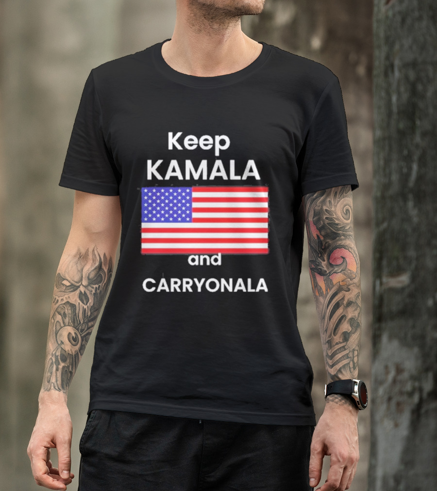 Keep Kamala And Carry Onala American Flag T-Shirt