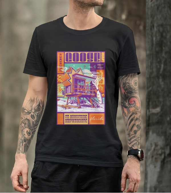 Goose Nov 1-2 2024 St Augustine Amphitheatre Florida Retro Beach House And Surfboard T-Shirt