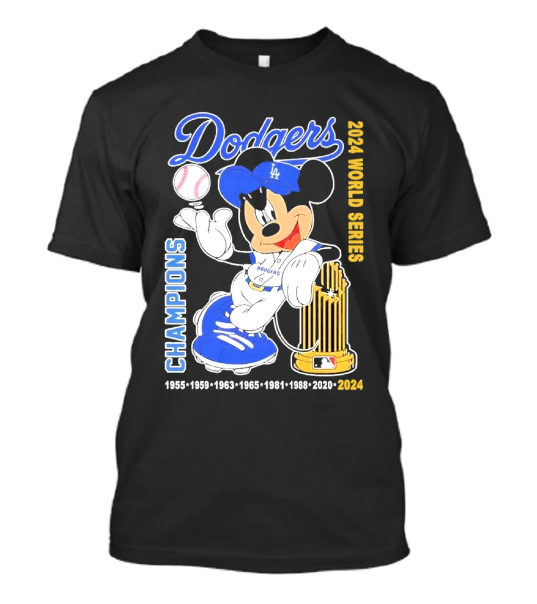 Mickey Dodgers Champions 2024 World Series 1955-2020 T-Shirt