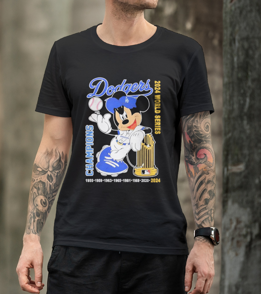 Mickey Dodgers Champions 2024 World Series 1955-2020 T-Shirt