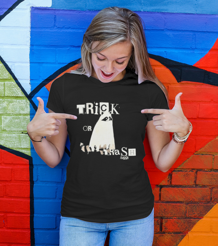 Sippy Trick Or Trash Halloween Raccoon Ghost T-Shirt