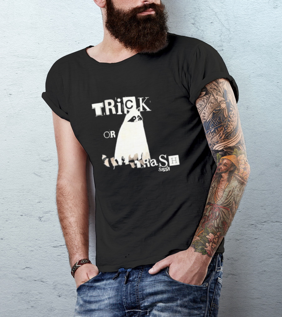 Sippy Trick Or Trash Halloween Raccoon Ghost T-Shirt
