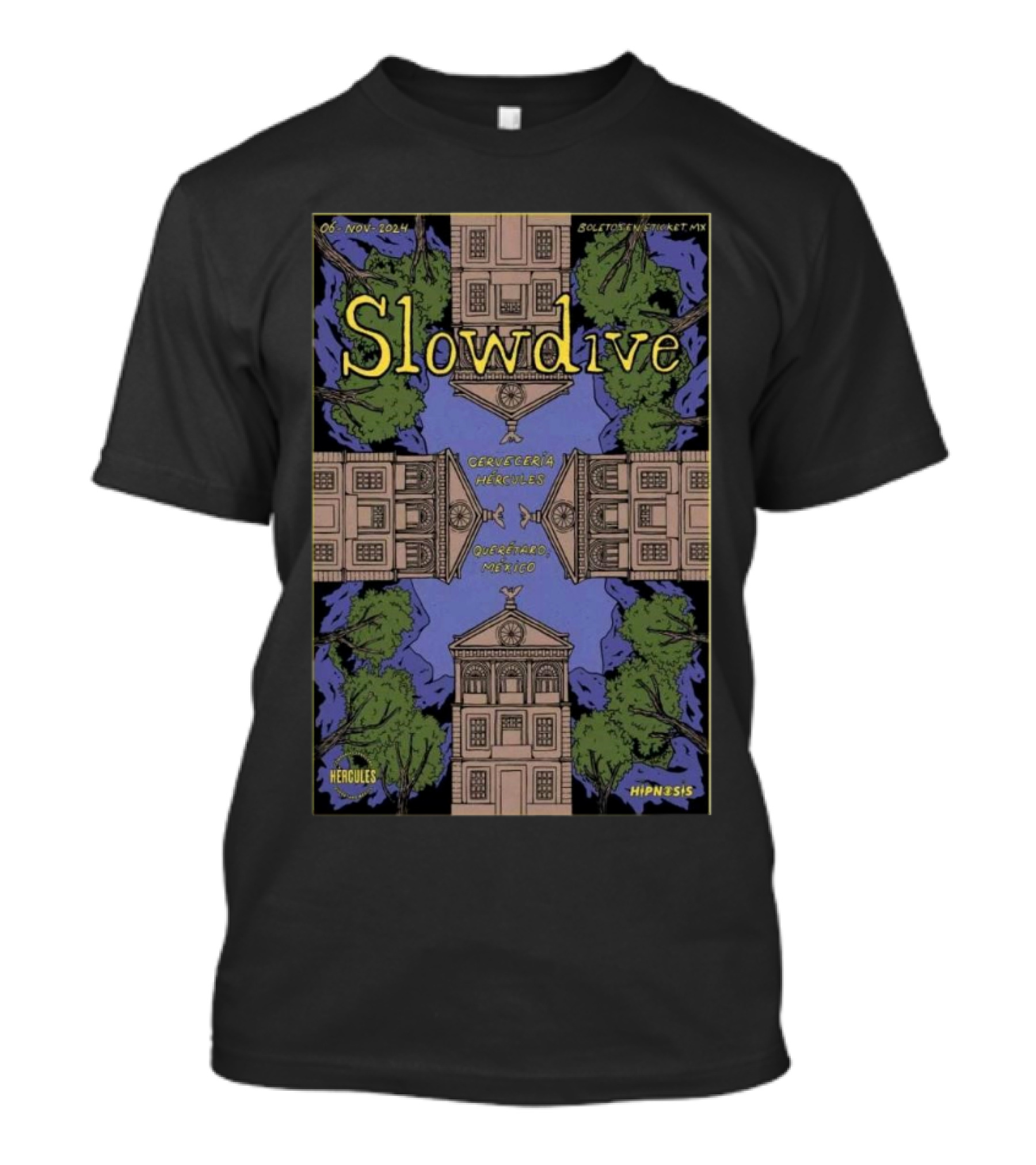 Slowdive Nov 6 2024 Cervecería Hércules Santiago De Querétaro Mexico Hipnosis Festival Poster Art Deco T-Shirt