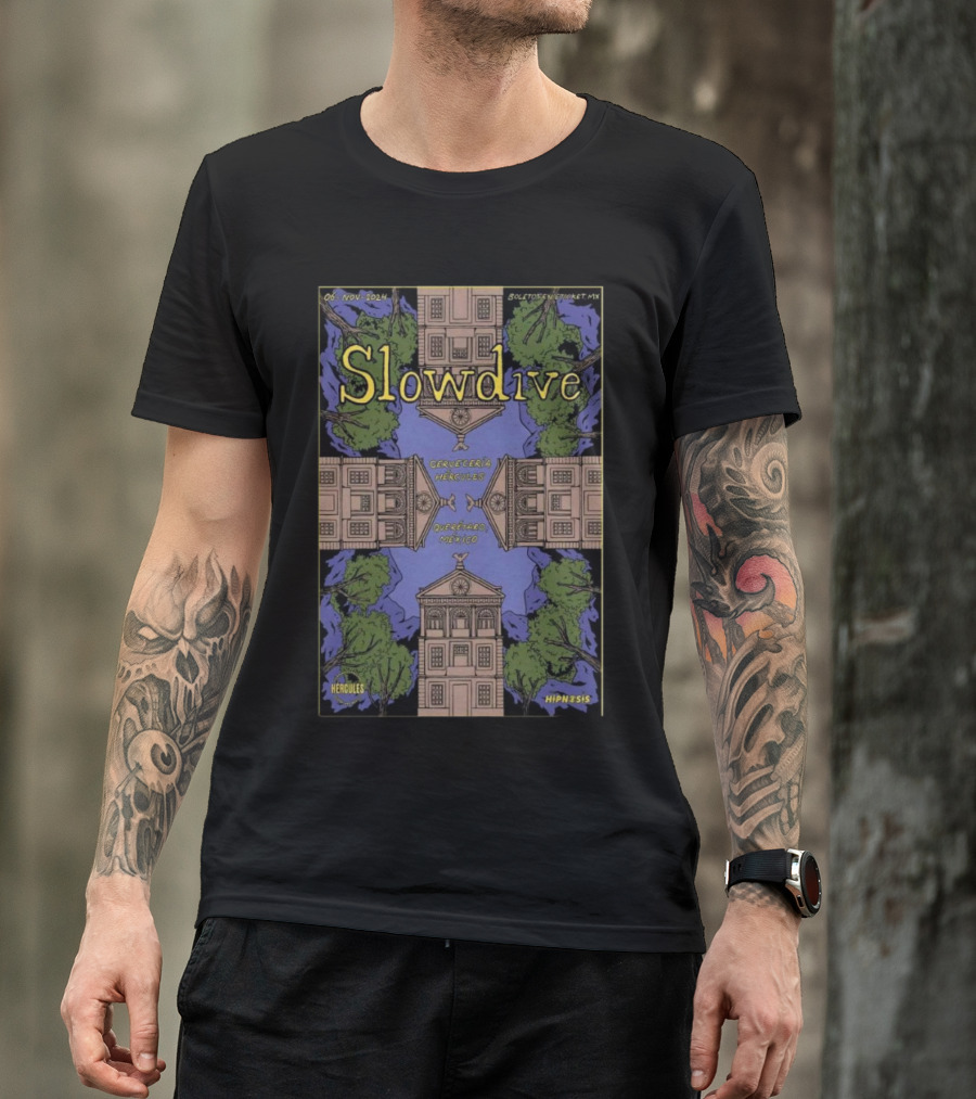 Slowdive Nov 6 2024 Cervecería Hércules Santiago De Querétaro Mexico Hipnosis Festival Poster Art Deco T-Shirt