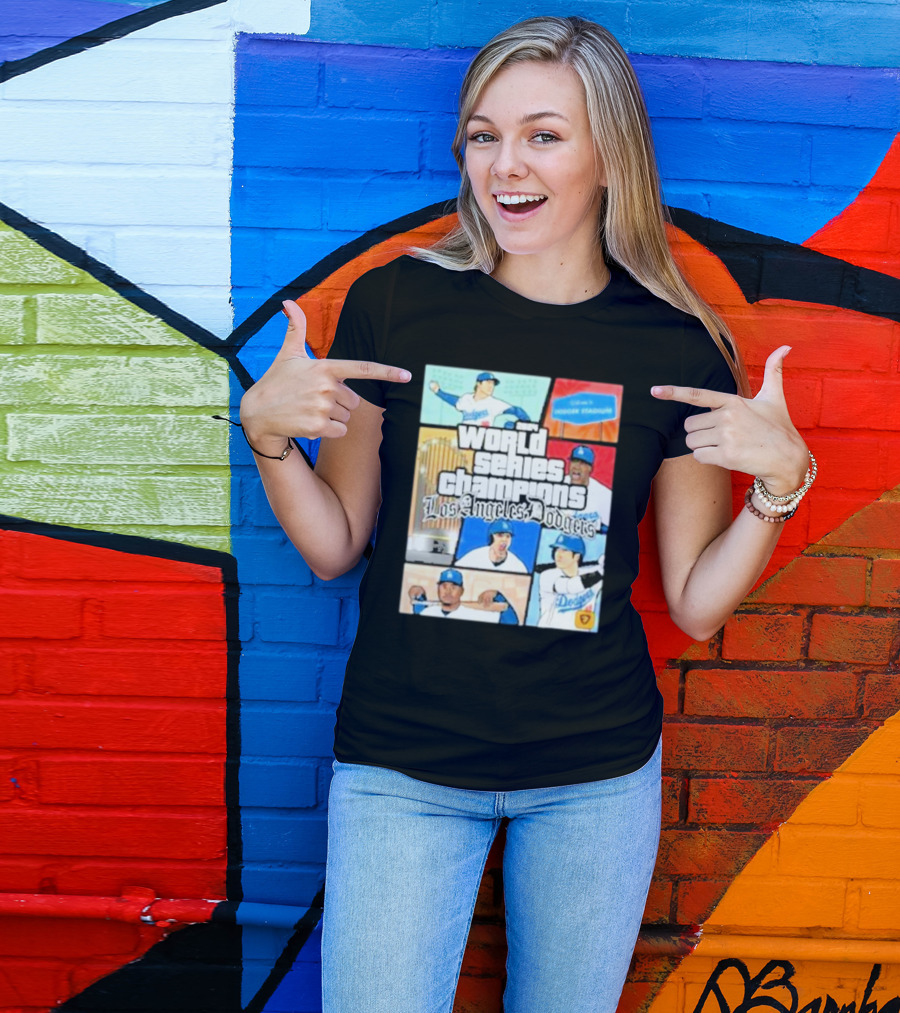 World Series Champions Los Angeles Dodgers Comic Dodger Stadium T-Shirt