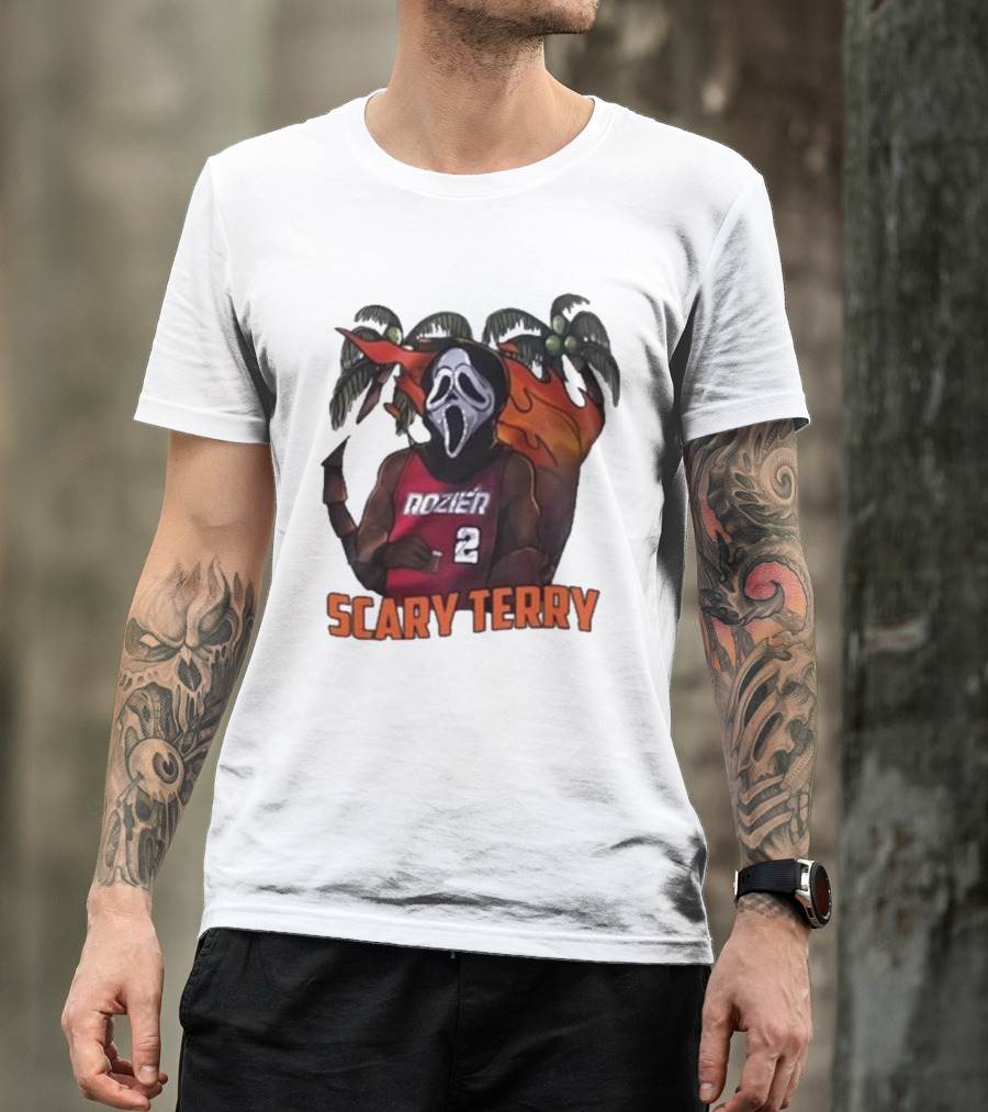 Scary Terry Rozier 2 Ghostface Basketball Tropical Flame Costume T-Shirt