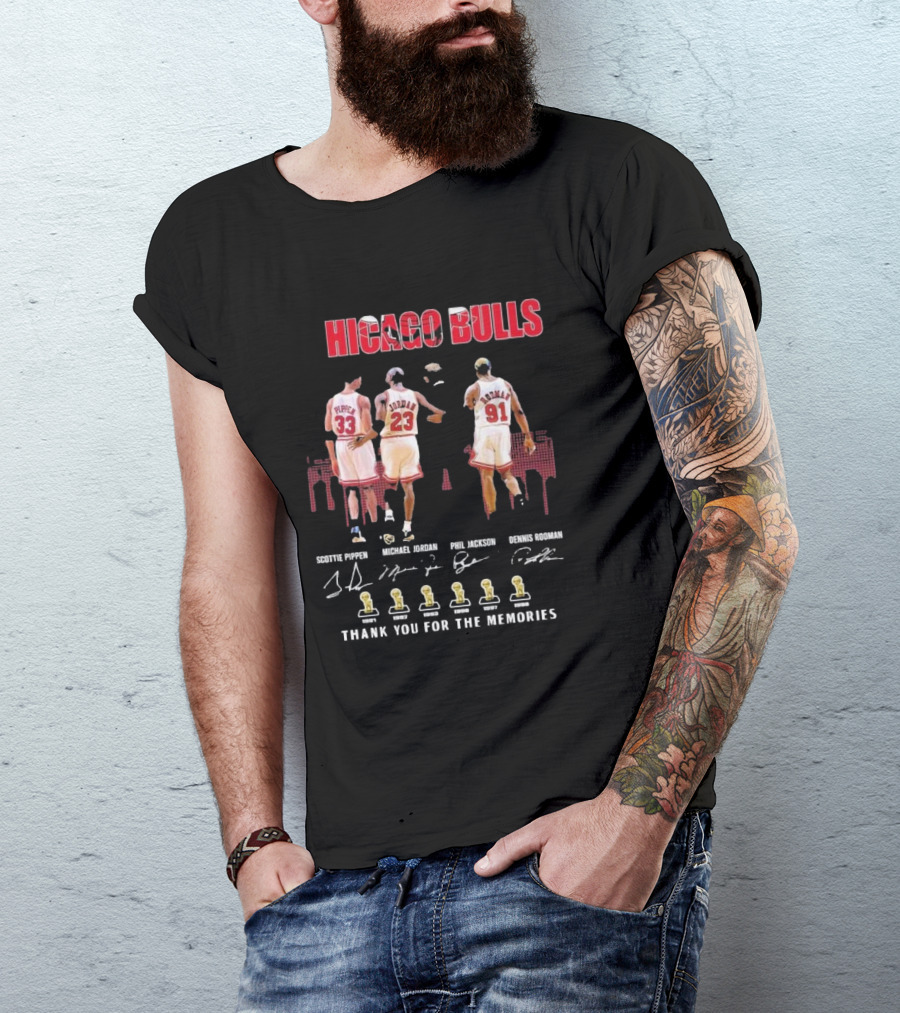 Chicago Bulls Scottie Pippen Michael Jordan Phil Jackson Dennis Rodman Thank You For The Memories T-Shirt