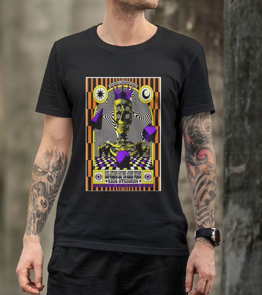 King Gizzard And The Lizard Wizard Tour Nov 3 2024 Vina Robles Amphitheatre Paso Robles CA Psychedelic Skeleton Artwork King Stingray T-Shirt