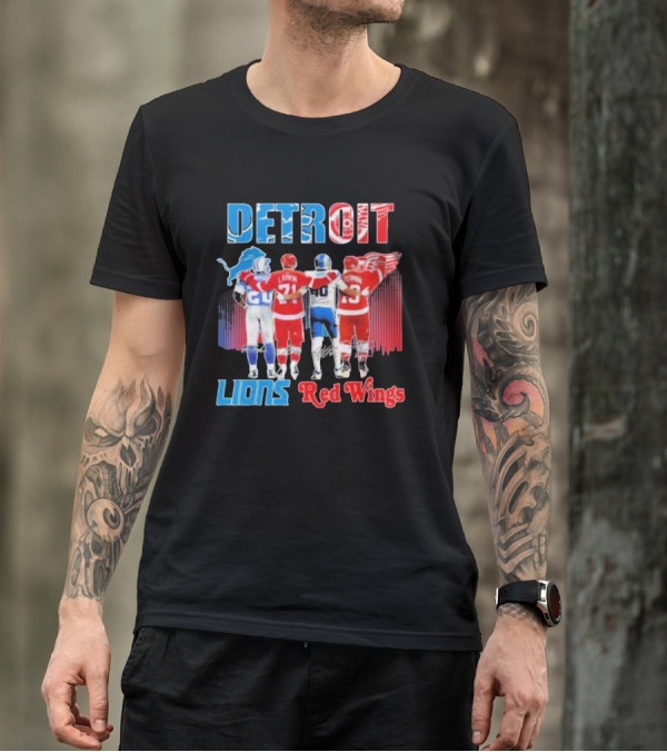 Detroit Lions Red Wings Legends Larkin Goff Yzerman T-Shirt
