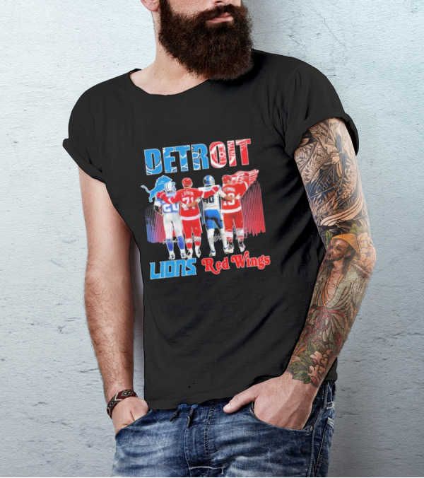 Detroit Lions Red Wings Legends Larkin Goff Yzerman T-Shirt