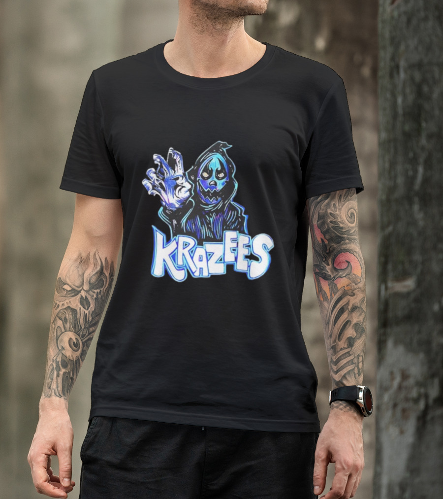 MNE Stare Krazees HOK Sent Here To Take You Creepy Masked Figure With Hand Raised T-Shirt