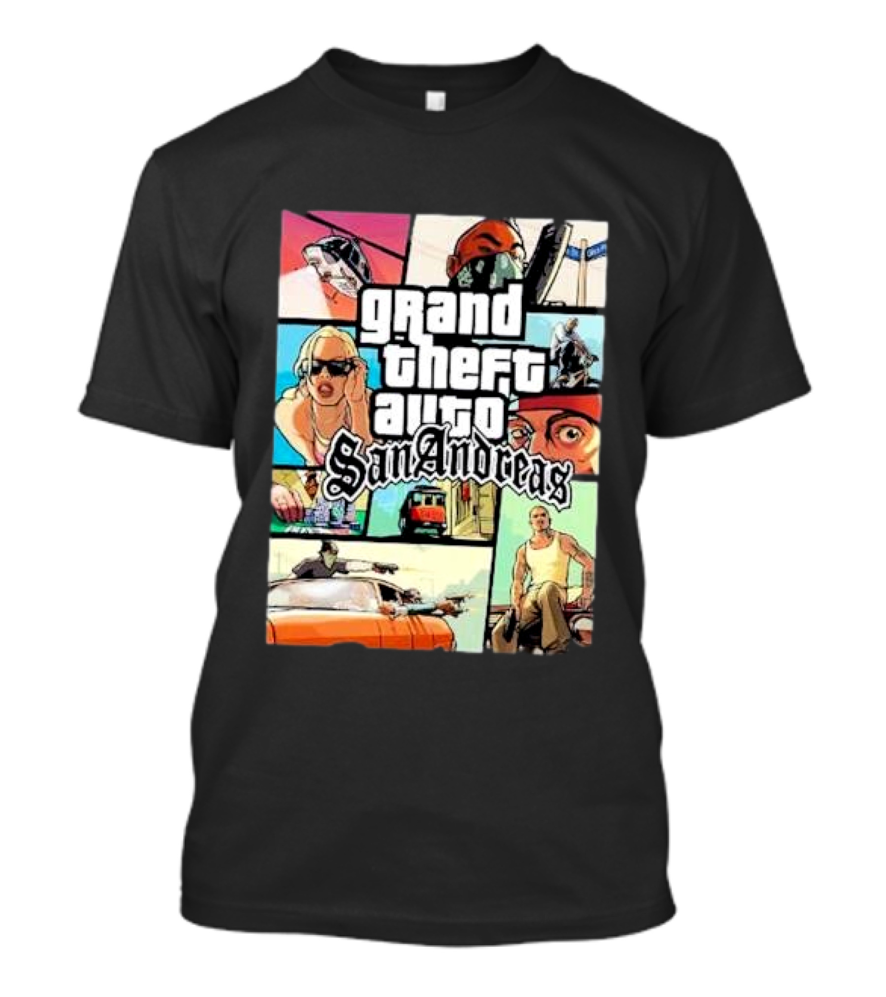 Grand Theft Auto San Andreas 20 Year Anniversary Vintage Collage T-Shirt