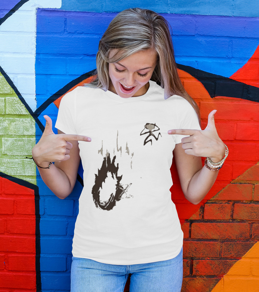 Big Trouble Brown 2024 Stick Figure Jumping Over Fire Trail T-Shirt