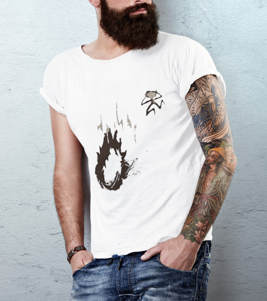 Big Trouble Brown 2024 Stick Figure Jumping Over Fire Trail T-Shirt