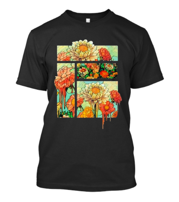 Zed Lucky Flower Dripping Colorful Bloom Panels T-Shirt