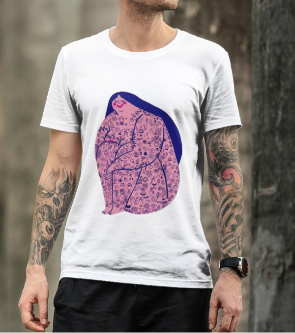 Limited Marie Boiseau Tatouée Illustration With Icons T-Shirt
