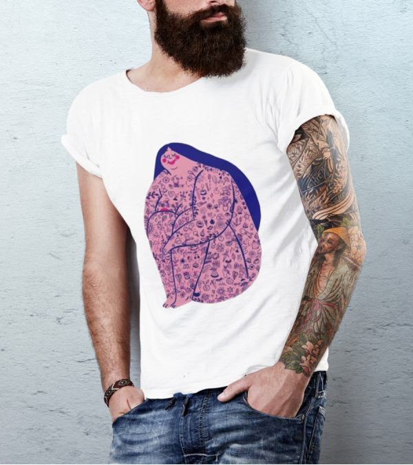 Limited Marie Boiseau Tatouée Illustration With Icons T-Shirt