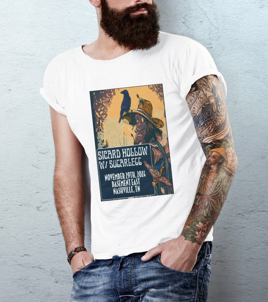 Sicard Hollow W/ SugarLegg Nov 29 2024 Basement East Nashville TN Crow And Scarecrow T-Shirt