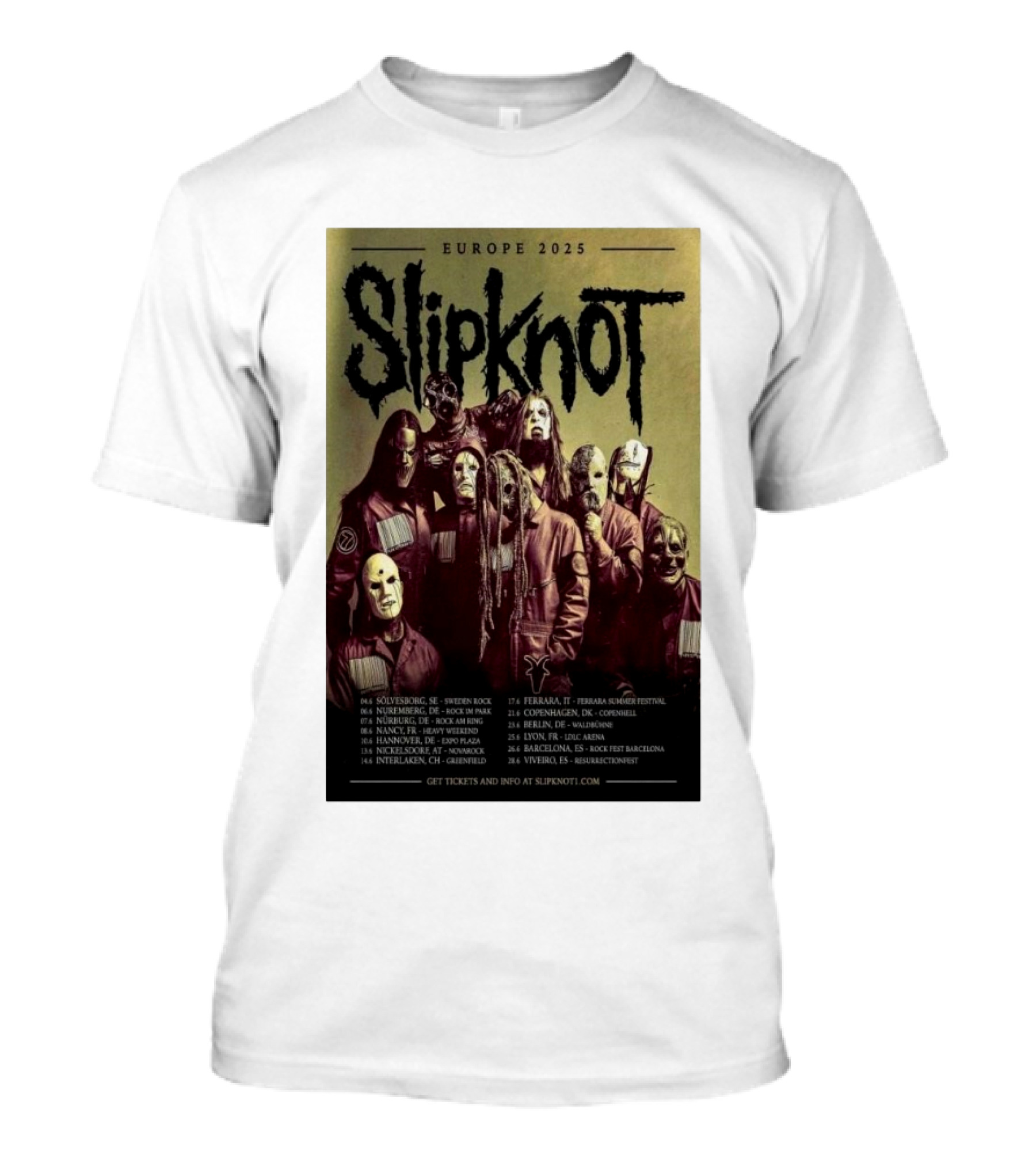 Slipknot Europe 2025 Tour Dates And Locations T-Shirt