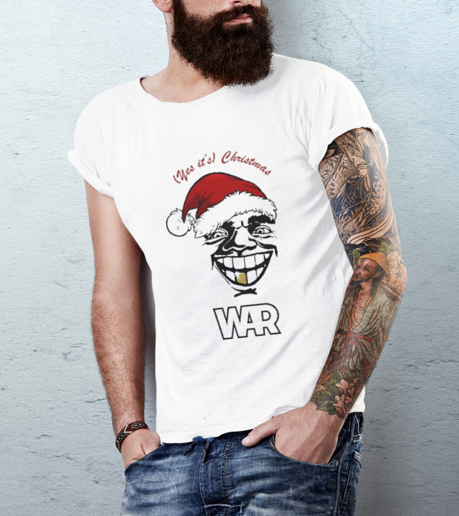 WAR Yes It’s Christmas Santa Grinning Face T-Shirt