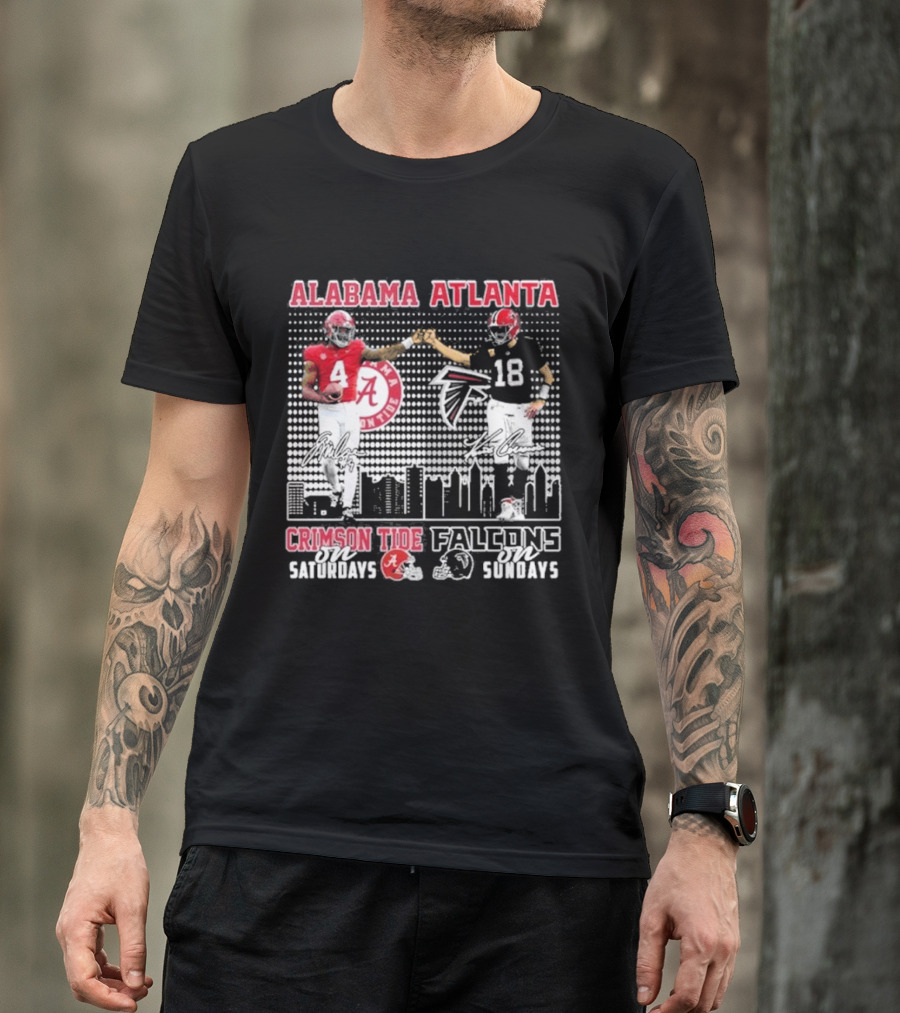 Alabama Atlanta Crimson Tide On Saturdays Falcons On Sundays T-Shirt
