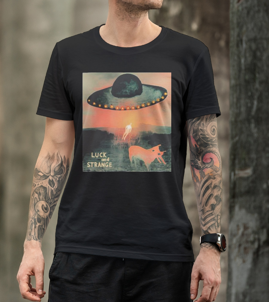 Luck And Strange UFO With Animal In Space Desert Scene T-Shirt