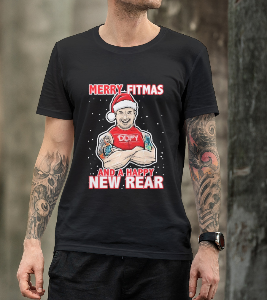 Merry Fitmas And A Happy New Rear DDPY Santa Hat Tattoos T-Shirt