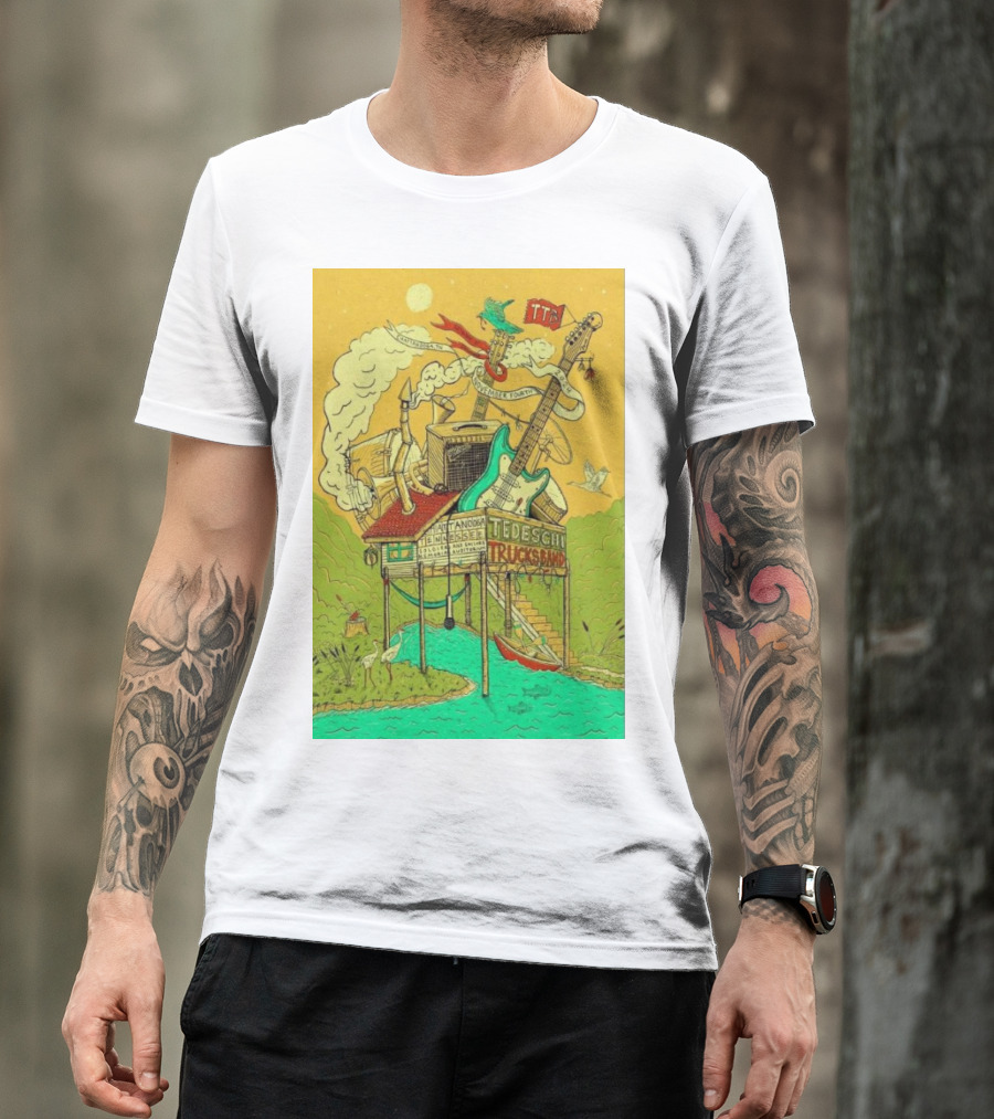 Tedeschi Trucks Band Chattanooga Tennessee November 4 2024 Tour Poster Art Vibrant Musical House Scene T-Shirt