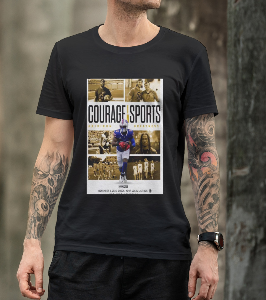 Courage In Sports Gridiron Greatness November 3 2024 Local Listings Check Show T-Shirt