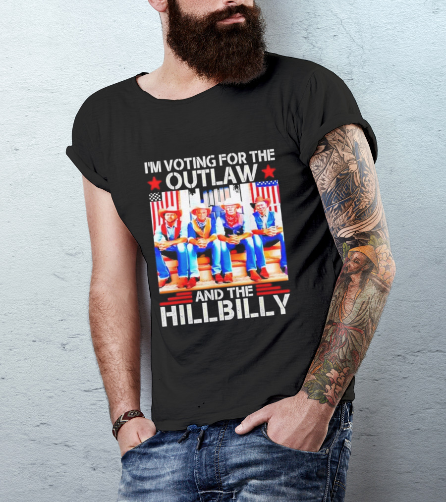 I’m Voting For The Outlaw And The Hillbilly Cowboys American Flag T-Shirt