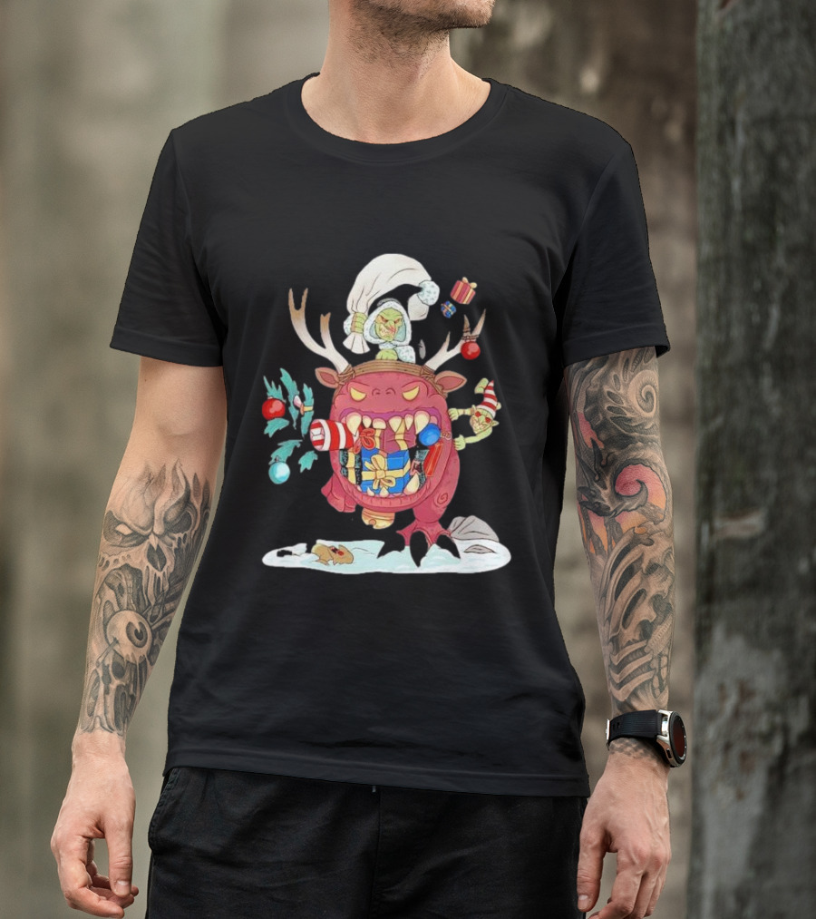 Grotmas Gitz Merry Gitmas Festive Creature With Antlers And Gifts T-Shirt